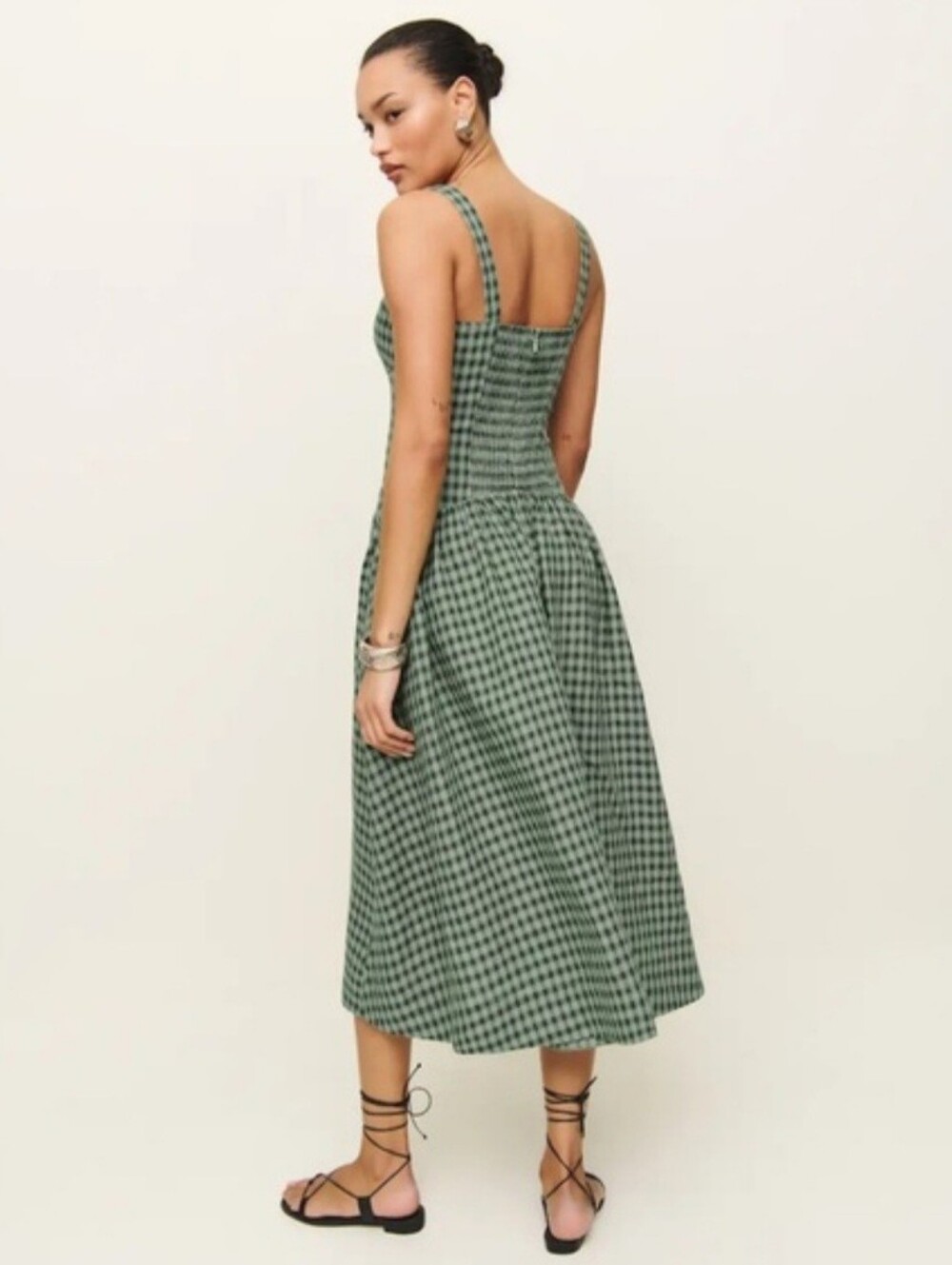 Like New Reformation Roslyn Linen Dress in Cactus Size 6 - Picture 4 of 6